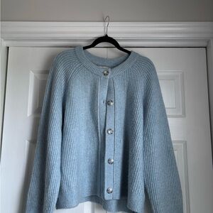 Blue Button-Up Women's Sweater
